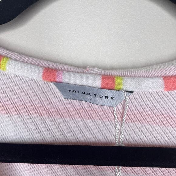 Trina Turk Costa De Prata Hooded Terry Tunic Coverup Large Roll Tab Beach Resort - Picture 9 of 11